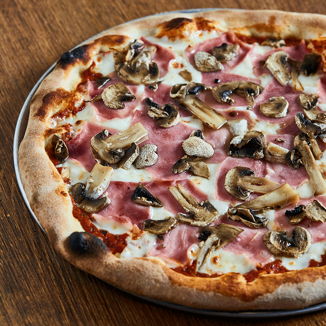 Pizza Jamón y Hongos